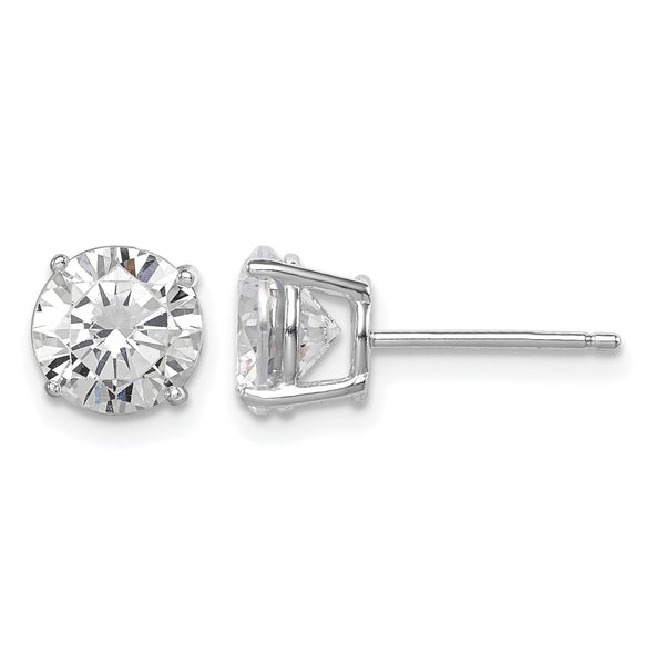 Sterling Silver Rhodium-plated Polished Round 7mm CZ Stud Earrings - Birthstone Company