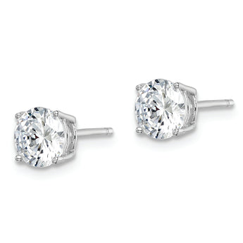 Sterling Silver Rhodium-plated Polished Round 6mm CZ Stud Earrings