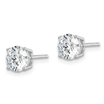 Sterling Silver Rhodium-plated Polished Round 6mm CZ Stud Earrings - Birthstone Company