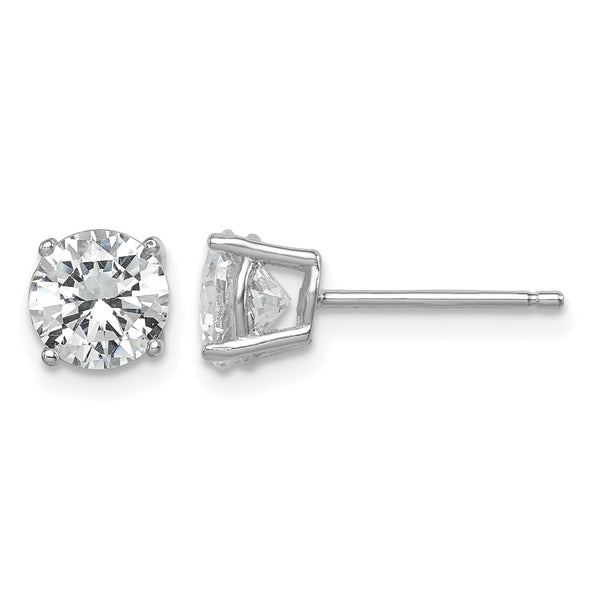 Sterling Silver Rhodium-plated Polished Round 6mm CZ Stud Earrings - Birthstone Company