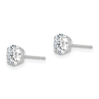 Sterling Silver Rhodium-plated Polished Round 5mm CZ Stud Earrings