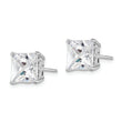 Sterling Silver Rhodium-plated Polished Square 8mm CZ Stud Earrings