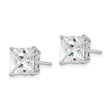Sterling Silver Rhodium-plated Polished Square 8mm CZ Stud Earrings - Birthstone Company