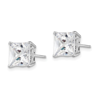 Sterling Silver Rhodium-plated Polished Square 8mm CZ Stud Earrings - Birthstone Company