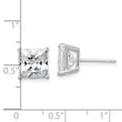 Sterling Silver Rhodium-plated Polished Square 8mm CZ Stud Earrings