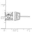 Sterling Silver Rhodium-plated Polished Square 8mm CZ Stud Earrings - Birthstone Company