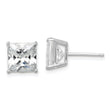 Sterling Silver Rhodium-plated Polished Square 8mm CZ Stud Earrings
