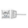 Sterling Silver Rhodium-plated Polished Square 8mm CZ Stud Earrings - Birthstone Company