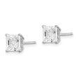 Sterling Silver Rhodium-plated Polished Square 6mm CZ Stud Earrings - Birthstone Company
