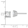 Sterling Silver Rhodium-plated Polished Square 6mm CZ Stud Earrings