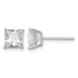 Sterling Silver Rhodium-plated Polished Square 6mm CZ Stud Earrings - Birthstone Company