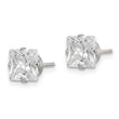 Sterling Silver Polished Princess 6mm CZ Snap Set Stud Earrings - Birthstone Company