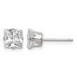 Sterling Silver Polished Princess 6mm CZ Snap Set Stud Earrings - Birthstone Company