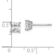 Sterling Silver Rhodium-plated Polished Square 5mm CZ Stud Earrings