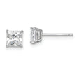 Sterling Silver Rhodium-plated Polished Square 5mm CZ Stud Earrings
