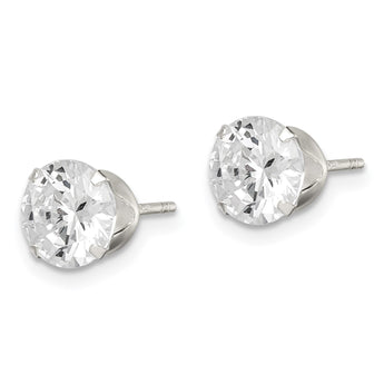 Sterling Silver Polished Round 7mm CZ Snap Set Stud Earrings - Birthstone Company