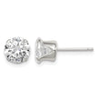 Sterling Silver Polished Round 7mm CZ Snap Set Stud Earrings - Birthstone Company
