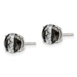 Sterling Silver RH-pltd Black/White 7mm Round CZ Basket Set Stud Earrings - Birthstone Company