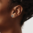 Sterling Silver RH-pltd Black/White 7mm Round CZ Basket Set Stud Earrings - Birthstone Company