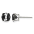 Sterling Silver RH-pltd Black/White 7mm Round CZ Basket Set Stud Earrings - Birthstone Company
