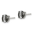 Sterling Silver RH-pltd Black/White 6mm Round CZ Basket Set Stud Earrings - Birthstone Company