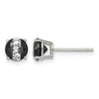 Sterling Silver RH-pltd Black/White 6mm Round CZ Basket Set Stud Earrings - Birthstone Company