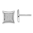 Sterling Silver Rhodium-plated Polished Pav‚ CZ Square Post Earrings