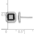 Sterling Silver RH-plated Black Enamel & Pav‚ CZ Square Halo Post Earrings - Birthstone Company