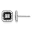 Sterling Silver RH-plated Black Enamel & Pav‚ CZ Square Halo Post Earrings - Birthstone Company