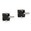Sterling Silver Polished Black Square 5mm CZ Snap-in Set Stud Earrings