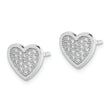 Sterling Silver Rhodium-plated CZ Pav‚ Heart Post Earrings