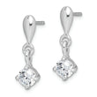 Sterling Silver Rhodium-plated Polished CZ Post Dangle Earrings