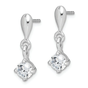 Sterling Silver Rhodium-plated Polished CZ Post Dangle Earrings