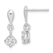 Sterling Silver Rhodium-plated Polished CZ Post Dangle Earrings