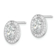 Sterling Silver Rhodium-plated Polished Pav‚ CZ Oval Post Earrings