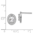 Sterling Silver Rhodium-plated Polished Pav‚ CZ Oval Post Earrings