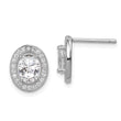 Sterling Silver Rhodium-plated Polished Pav‚ CZ Oval Post Earrings