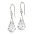 Sterling Silver Polished CZ Teardrop Dangle Earrings