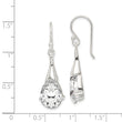 Sterling Silver Polished CZ Teardrop Dangle Earrings
