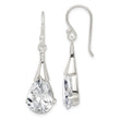 Sterling Silver Polished CZ Teardrop Dangle Earrings