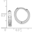 Sterling Silver Rhodium-plated CZ Baguette Hinged Hoop Earrings