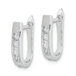 Sterling Silver Rhodium-plated CZ Hinged Hoop Earrings
