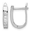 Sterling Silver Rhodium-plated CZ Hinged Hoop Earrings - Birthstone Company