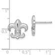 Sterling Silver Rhodium-plated Polished CZ Fleur de Lis Post Earrings