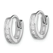 Sterling Silver Rhodium-plated CZ Hinged Hoop Earrings