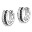 Sterling Silver RH-plated Black & White CZ Hinged Round Hoop Earrings - Birthstone Company