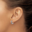 Sterling Silver RH-plated Black & White CZ Hinged Round Hoop Earrings - Birthstone Company