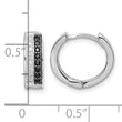 Sterling Silver RH-plated Black & White CZ Hinged Round Hoop Earrings - Birthstone Company