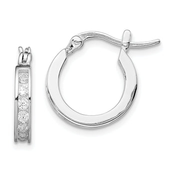 Sterling Silver Rhodium-plated CZ Hoop Earrings
