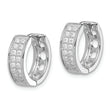 Sterling Silver Rhodium-plated CZ Hinged Hoop Earrings